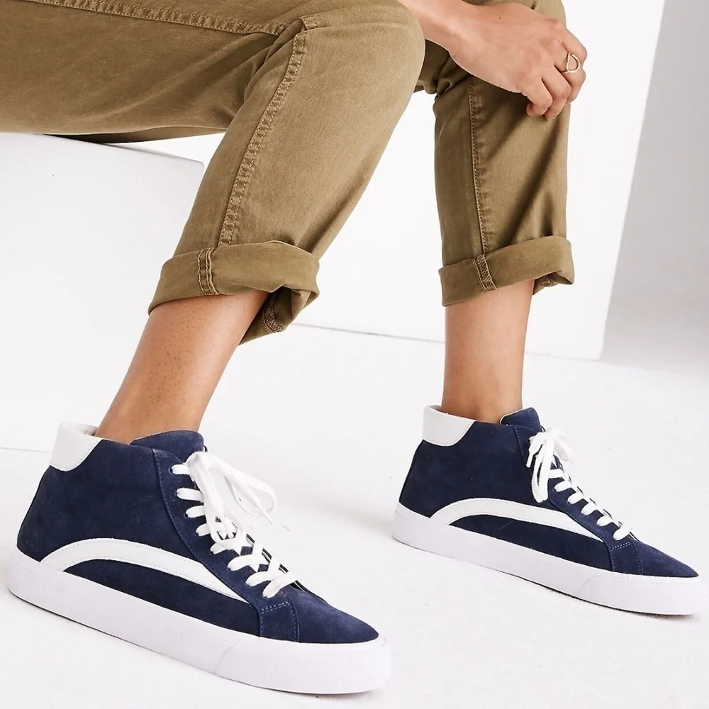 MADEWELL Sidewalk High-Top Sneakers in Suede Navy